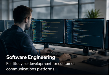 Software engineers developing customer communications technology